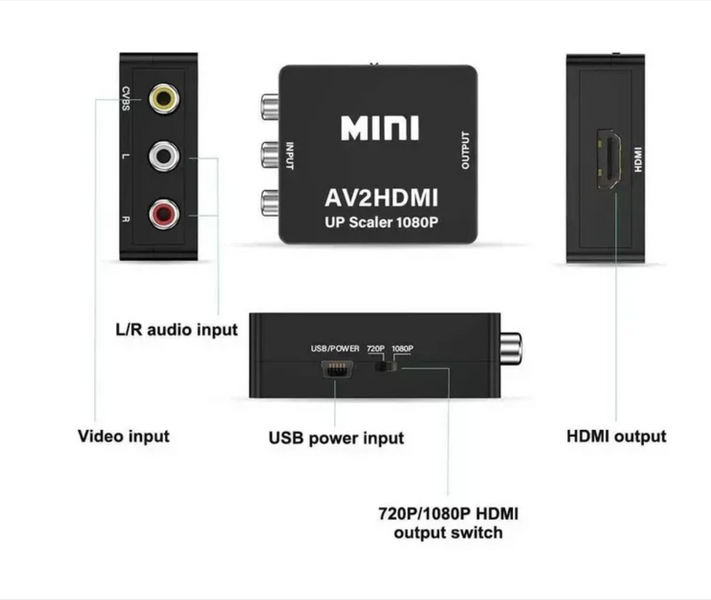 Переходник AV2HDMI Up Scaler 1080P Black 43643747374 фото