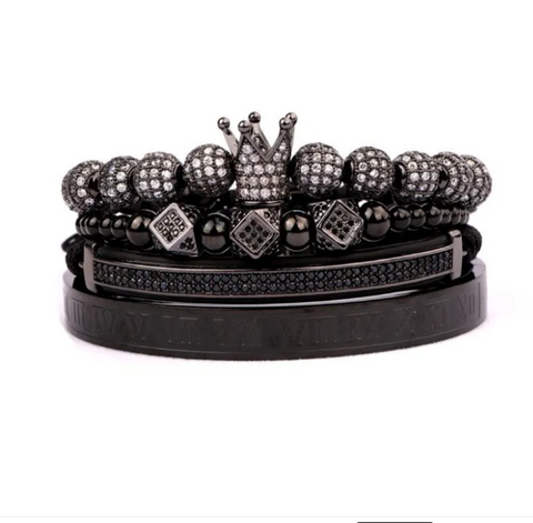 Браслет чоловічий  Luxury Rossl з 4 шт Black Браслет чоловічий BlackPink Luxury Rossl з 4 шт фото