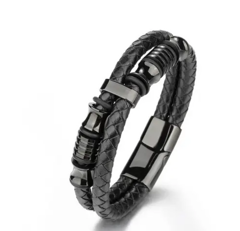 Чоловічий браслет шкіряний Geralt Onyx Black Чоловічий браслет шкіряний Geralt фото