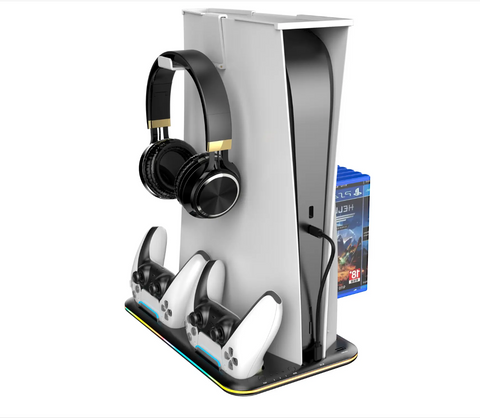 Мультифункциональная вертикальная док-станция с охлаждением и RGB подсветкой для PlayStation 5, черная PS5123 фото
