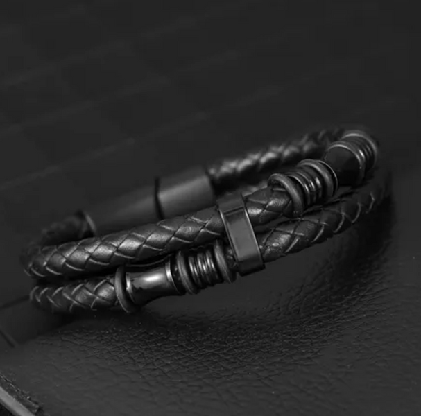 Браслет шкіряний Duo Black фото