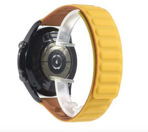 Ремінець силіконовий магнітний MagStrap 22 мм Samsung Galaxy Watch 4 | AMAZFIT Bip | GTS | GTR, Жовтий 00-00039217_207 фото