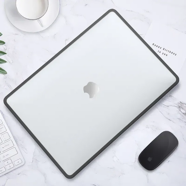 Пластиковая накладка с силиконовым бампером для Macbook Pro 13,3" A1989, A2159, A2251, A2289, A2338, Прозрачный + Черный бампер 6400 фото