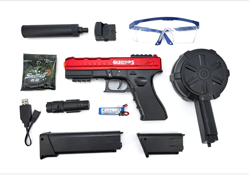 ДИТЯЧИЙ ІГРАШКОВИЙ ГЕЛЬ БЛАСТЕР (ORBEEZ GUN) ГЛОК (GLOCK) НА ОРБІЗАХ, ЧЕРВОНИЙ 23949242040204 фото